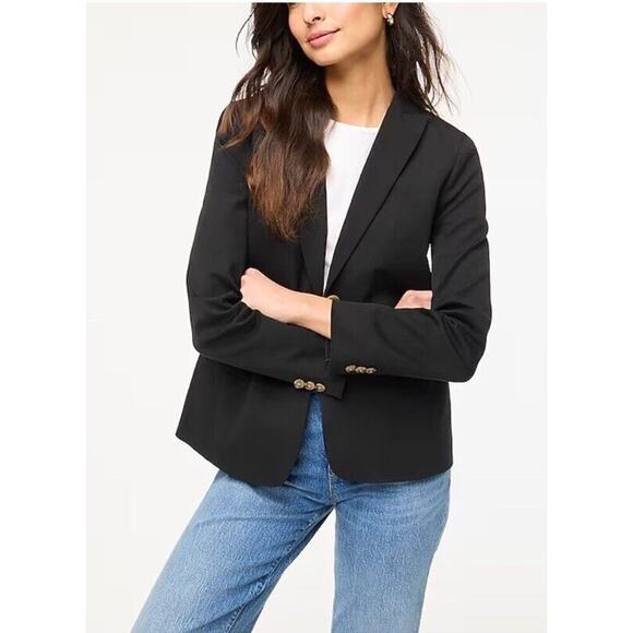 J.Crew Women’s Black Cotton-Blend Blazer Size 4 | NWT Two-Button Workwear Jacket - Picture 1 of 11